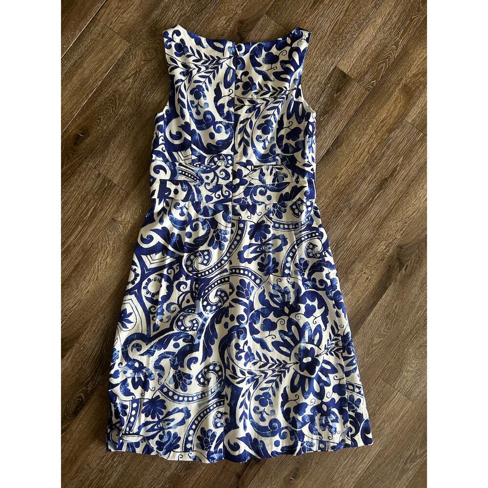 Ralph Lauren, blue and white bold floral midi sleeveless dress, size 4 - Picture 8 of 11